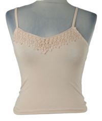 Dámský světlerůžový crop top s krajkou New Look 