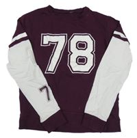 Vínovo-bílé mikinotriko s číslem H&M