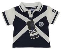 Nové - tmavomodro-bílé sportovní polo tričko s nášivkou - Scotland