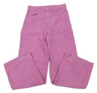 Růžové wide leg high waist manšestráky H&M