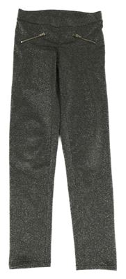 Šedo-stříbrné třyptivé tregíny se zipy H&M