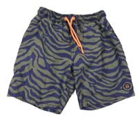 Khaki-modré pruhované plážové kraťasy Primark