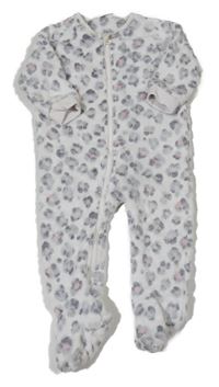 Bílo-černo-růžový vzorovaný chlupatý overal Next