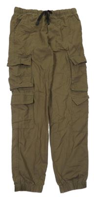 Khaki cargo plátěné cuff kalhoty C&A