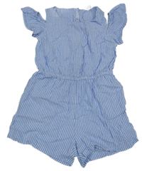 Modro-bílý pruhovaný kraťasový overal s volnými rameny z. H&M