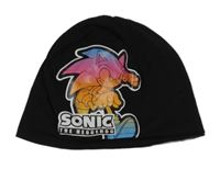 Černá bavlněná čepice se Sonicem