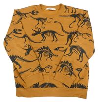 Rezavá mikina s kostrami dinosaurů H&M