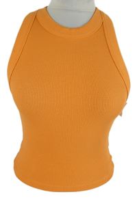 Dámský oranžový žebrovaný crop top Bershka 
