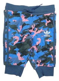 Modro-růžovo-černo-tmavošedo/tmavomodré army tepláky Adidas