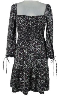 Dámské černo-barevné kytičkované žabičkové šaty Topshop