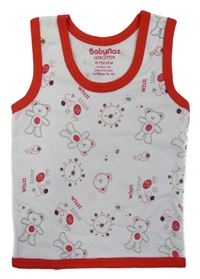 Bílo-červeý top s medvídky Babynaz 