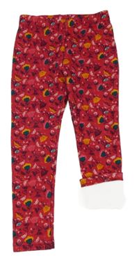 Malinové zateplené květované legíny Manguun