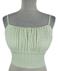 Dámský světlezeleno-bílý kostkovaný crop top Primark 