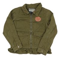 Khaki rifová bunda s nášivkou Pocopiano