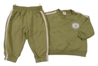 2 set - Khaki mikina s nášivkou + tepláky hema