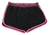 Černo-růžové sportovní kraťasy s nápisy Ergeenomixx