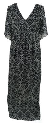 Dámské černo-bílé vzorované šifonové dlouhé těhotenské šaty H&M