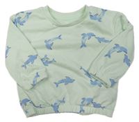 Světlezelená oversize mikina s delfíny Primark