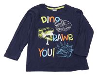 Tmavomodré triko s dinosaury Kiki&Koko