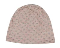 Růžová melírovaná čepice se srdíčky Mothercare