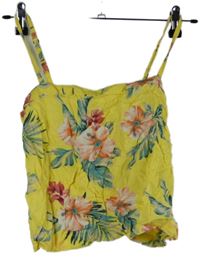 Dámský žlutý květovaný crop top Hollister 