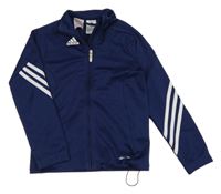 Tmavomodrá sportovní propínací mikina s logem Adidas