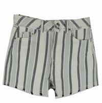Dámské bílo-šedé pruhované mom kraťasy Topshop