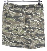 Dámská černo-khaki-béžová vzorovaná plátěná sukně s kapsami 