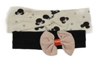 2x - Černá s mašlí + bílá čelenka s Mickey