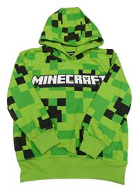 Zeleno-černá kostkovaná mikina s kapucí - Minecraft 