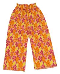 Lososové plisované culottes kalhoty s květy Primark