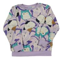 Světlerůžovo/fialová plyšová pyžamová mikina s SQUISHMALLOWS Tu