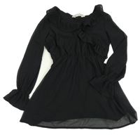 Černé šifonové šaty s volánky H&M