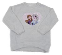 Světlešedý třpytivý chlupatý svetr s Frozen s flitry C&A