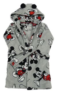 Šedý plyšový župan s Mickeym a kapucí Primark