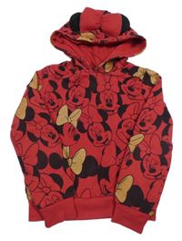Červeno-černo-zlatá mikina s Minnie a kapucí Primark