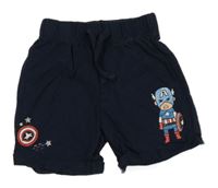 Tmavomodré teplákové kraťasy s Kapitánem Amerikou Primark