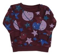 Vínová mikina s planetami a hvězdami Primark