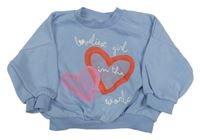 Světlemodrá oversize mikina se srdíčky Matalan