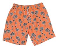 Oranžové plážové kraťasy s palmami Primark