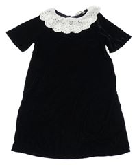 Černé sametové šaty s límečkem H&M