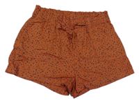 Hnědo-černé vzorované plátěné kraťasy s kapsami H&M