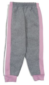 Šedo-růžové melírované teplé tepláky s pruhem INFINITY KIDS