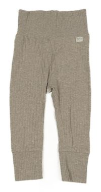 Šedo-kávové melírované žebrované tepláky s nášivkou H&M