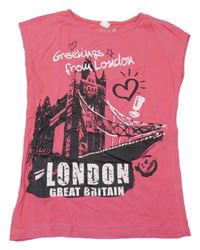 Růžové tričko s London Bridge