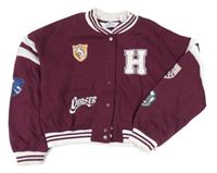 Vínovo-smetanová baseballová crop mikina s písmenem a erbem - Harry Potter H&M