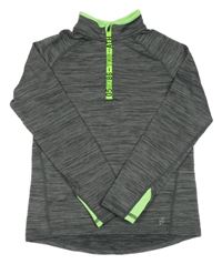 Tmavošedá žíhaná sportovní mikina s neonovým lemem H&M