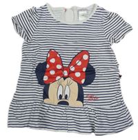 Tmavomodro-bílá pruhovaná tunika s Minnií Disney