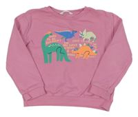 Růžová oversize mikina s dinosaury M&S