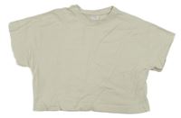 Smetanové crop tričko ZARA